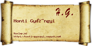Honti Gyöngyi névjegykártya